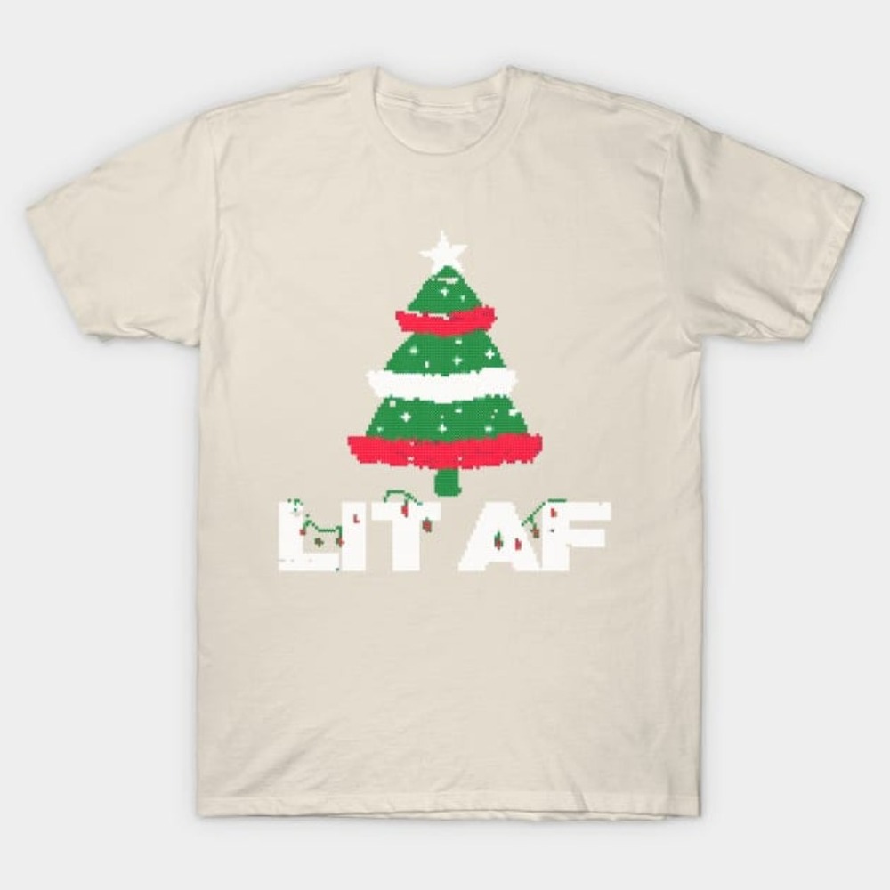 lit af christmas tree ugly sweater